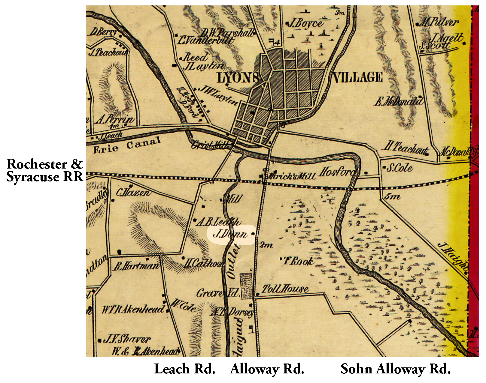 1853 Wayne County Lyo-15 Excerpt Map